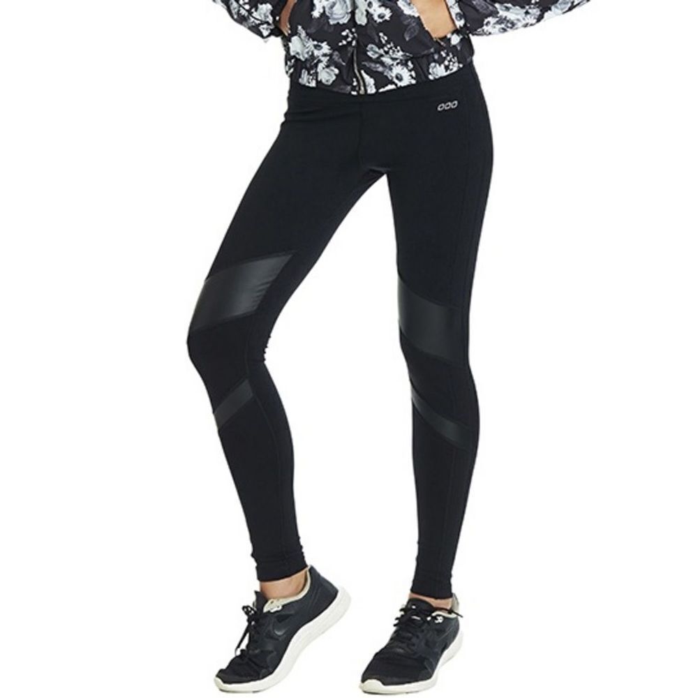 Lorna Jane Moto Leggings Faux Leather Panels Size M
